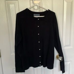 Karen Scott Black Cardigan w/8 pearl buttons. Never worn.  Excellent condition.